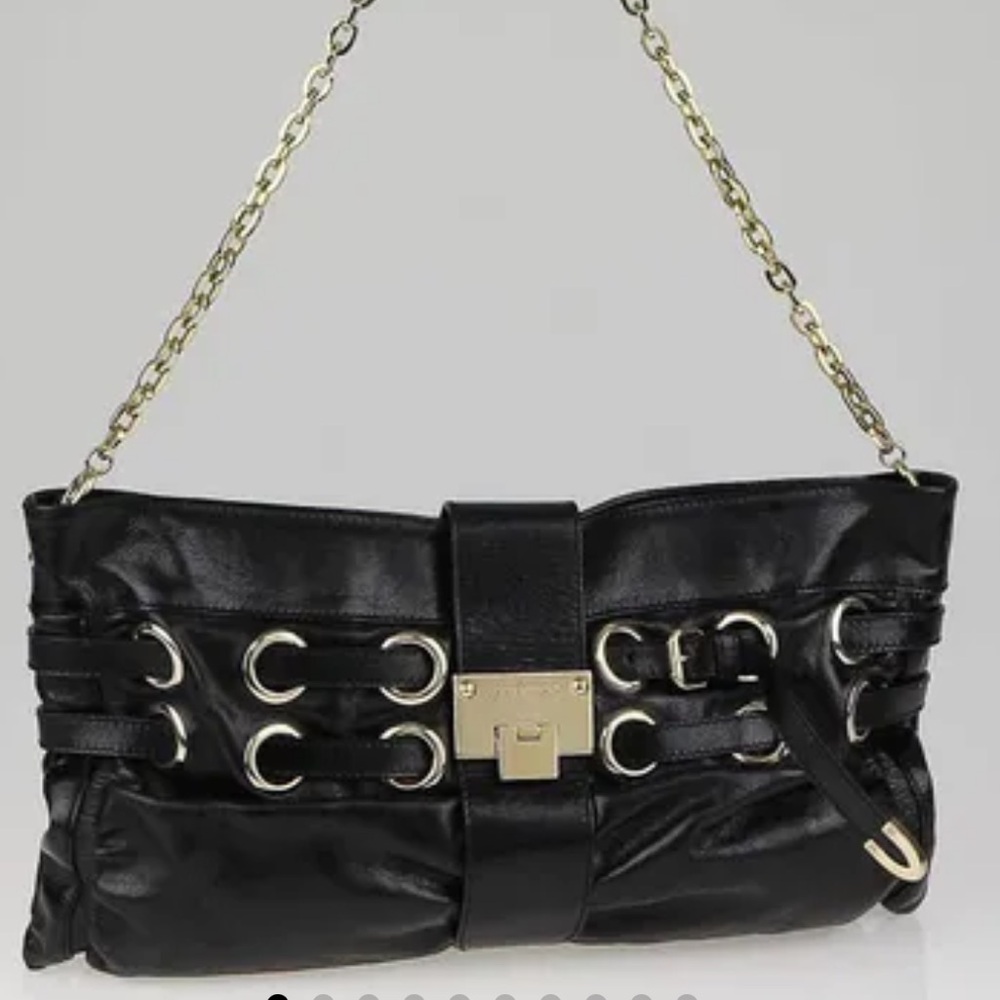 Jimmy Choo Black Shoulder Bag with Gold Chain